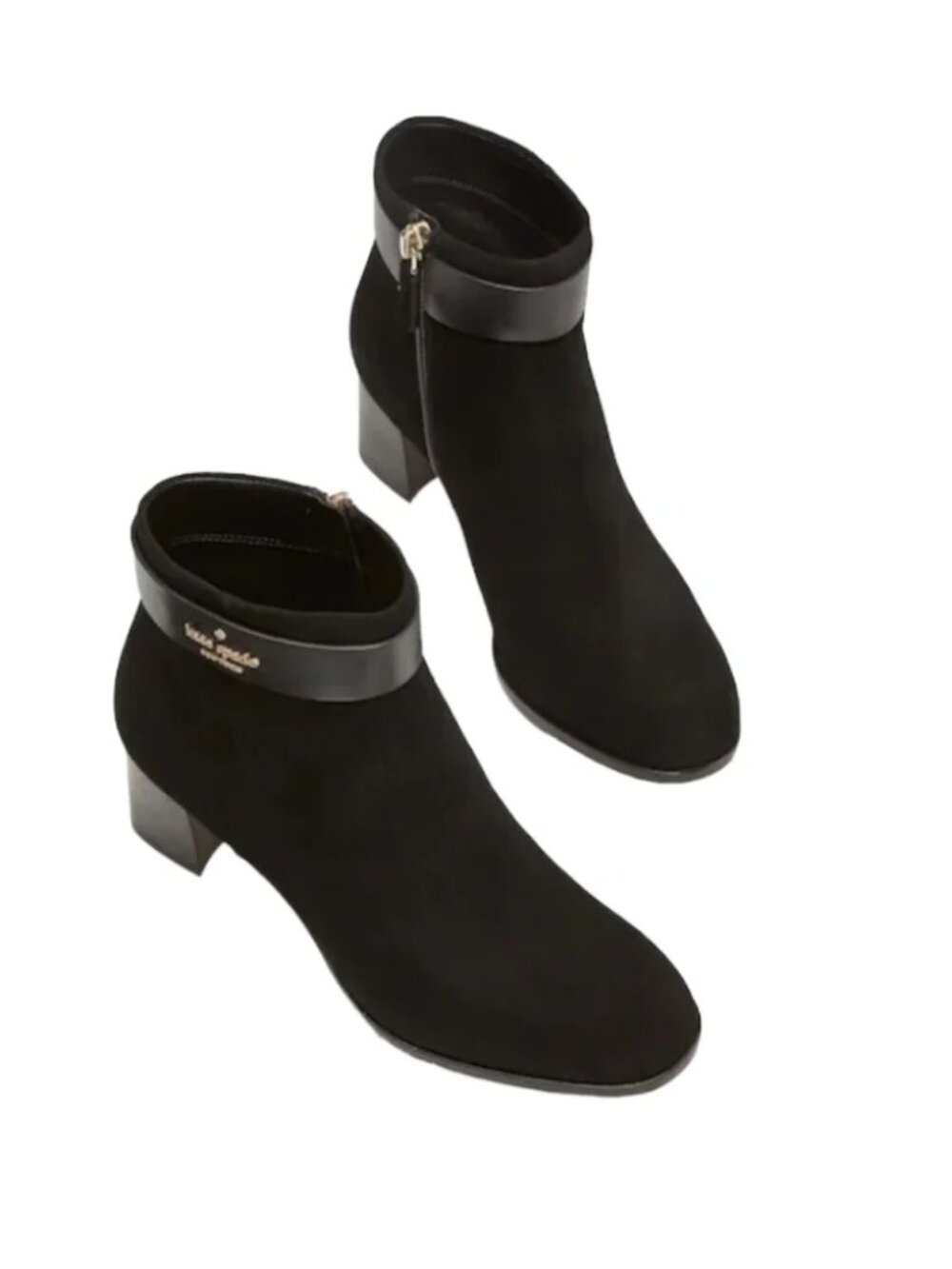Kate Spade New York Morgan Black Suede Ankle Bootie Zip Comfort 7.5B